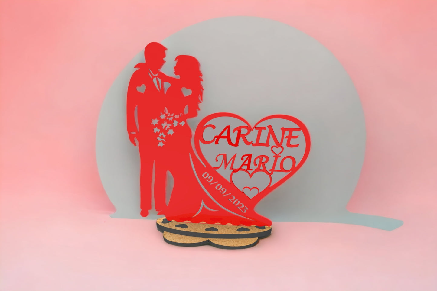 Cadeau mariage 3D, décoration mariage personnalisée avec prénom et date