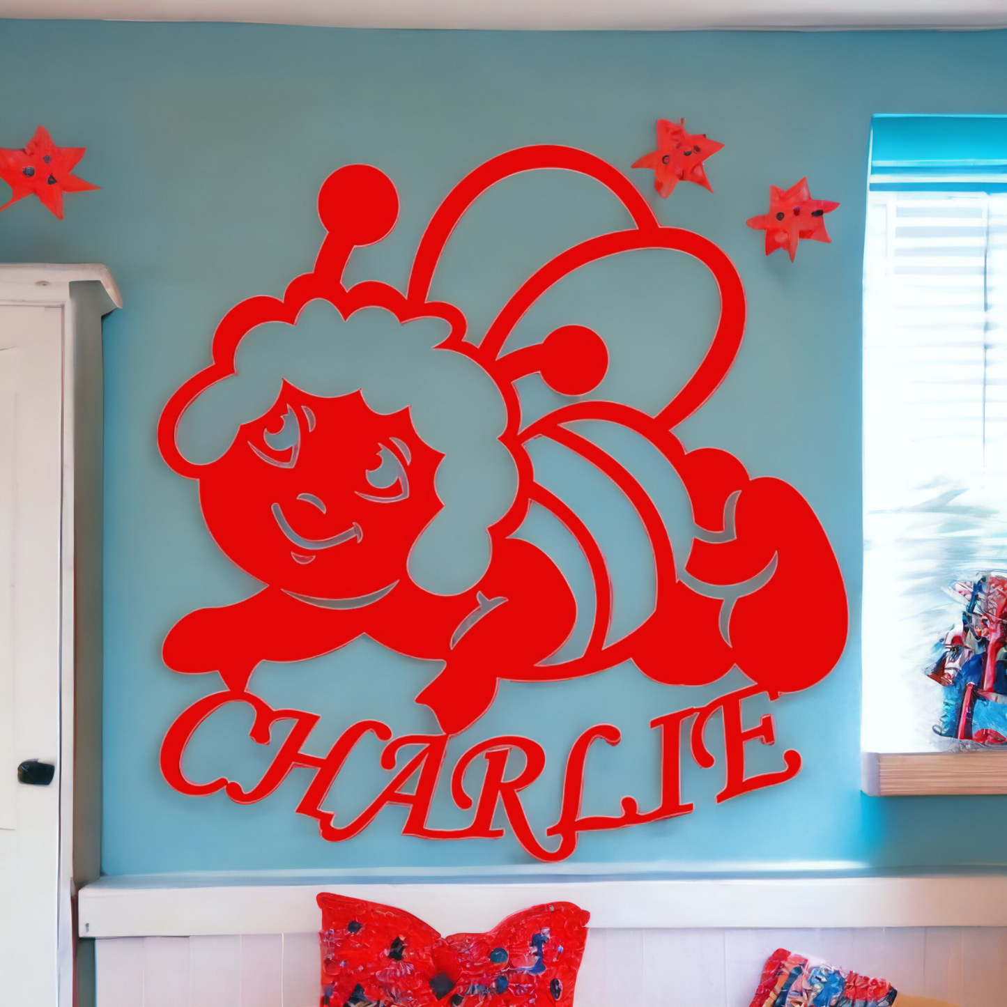 Décoration Murale pour Enfant Personnalisée avec Prénom et Abeille